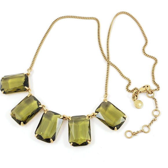 J. Crew Necklace Large Green Emerald Cut Stones - Picture 4 of 8
